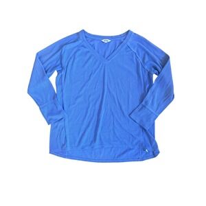 WILDFOX Women's Blue V Neck Long Sleeve Relaxed Fit Top‎ Size L